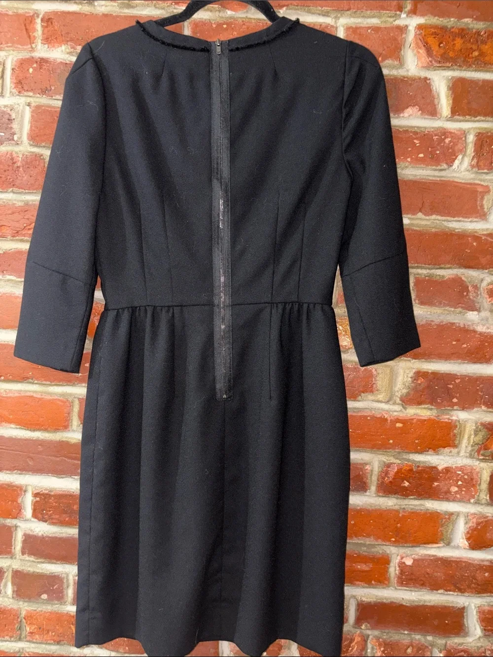 J Crew Black Sheath Dress with Three-Quarter Sleeves